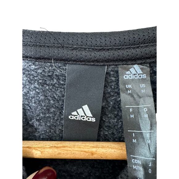 Adidas Heathered Black Full Zip Hooded Sweat Jacket Men's Medium - Picture 5 of 6